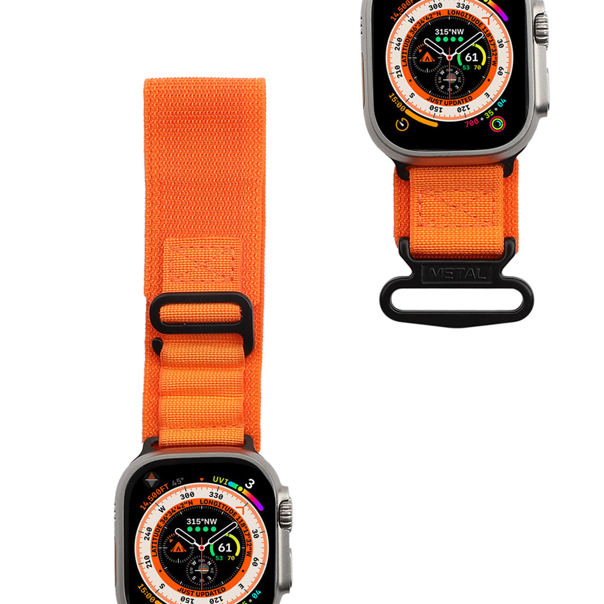 Bracelet Apple Watch 41mm / 40mm / 38 mm, Nylon Tressé avec Boucle  Camouflage Orange - Français